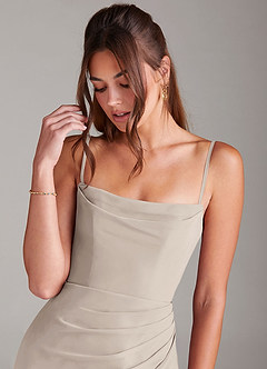 Azazie Leonis Bridesmaid Dresses Frost Sheath Strapless Chiffon Convertible Dress image2