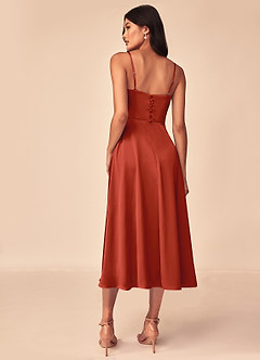 Azazie Dottie Bridesmaid Dresses Rust A-Line Stretch Satin Dress image2