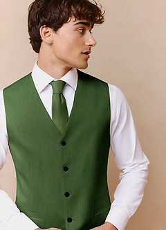 front James Olive Structured Stretch Suit Vest