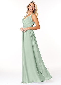 Azazie Ashia Bridesmaid Dresses Agave A-Line Pleated Chiffon Dress image3