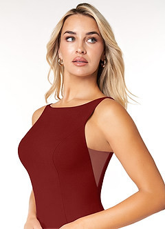 Azazie Rogue Bridesmaid Dresses Terracotta Mermaid Scoop Side Slit Stretch Crepe Dress image6