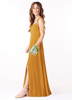 Azazie Rosey Junior Butterscotch A-Line Sweetheart Neckline Chiffon Dress image3