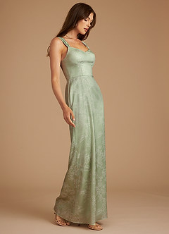 Azazie Denice Bridesmaid Dresses Sage Blossom Sheath Pleated Blossom Dress image3