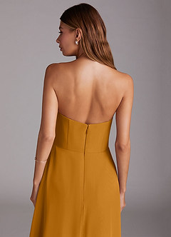 Azazie Wren Bridesmaid Dresses Butterscotch A-Line Side Slit Chiffon Convertible Dress image7