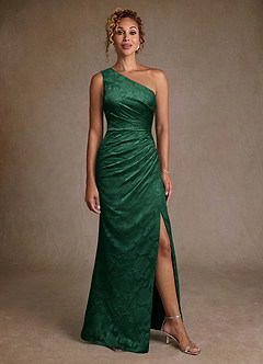 Azazie Joylin 신부의 어머니 드레스 트럼펫 한쪽 어깨 플로럴 번아웃 플로어 길이 드레스 image4