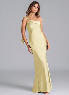 Azazie Driea Probar vestidos en casa Vestido de Cabernet de Satén Elástico de Corte Sirena con Hombro unilateral image1