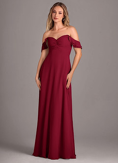 Azazie Kaylyn Bridesmaid Dresses Burgundy A-Line Ruched Chiffon Dress image6