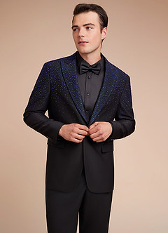 front Victor Negro Chaqueta de esmoquin con pedrería