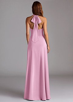 Azazie Myra Brautjungfernkleider A-Linie Hoher Kragen Stretch-Satin Kleid Bonbonrosa image11