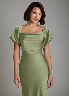 Azazie Lea Bridesmaid Dresses Garden Sage Mermaid Off the Shoulder Stretch Satin Convertible Dress image7