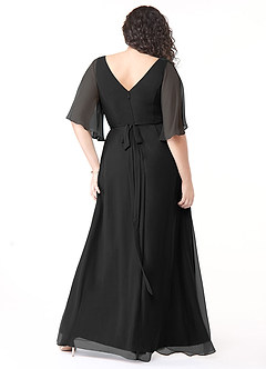 Azazie Cierra Vestidos de damas de honor Vestido de Negro de Gasa de Corte en A con Cuello en V image10