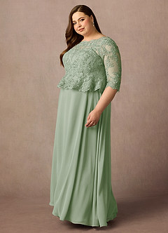 Azazie Averie Mother of the Bride Dresses Dusty Sage A-Line Boatneck Sequins Chiffon Dress image11