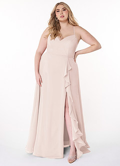 Azazie Naeem Bridesmaid Dresses Rose Petal A-Line V-Neck Ruffle Chiffon Dress image7