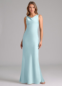 Azazie Allettie Brudtärnklänningar Klä av Sjöjungfru i Stretch Satin Molnblått image6