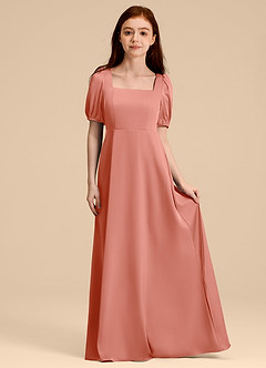 Azazie Briar Junior A-Linie Schleifen Stretch-Satin Kleid Koralle image3