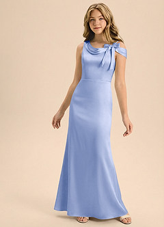 Azazie Cressida Junior Jurk van Stretch Satijn met Zeemeermin Off the Shoulder Ijs image6