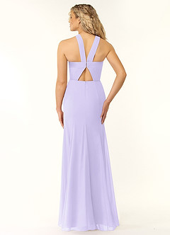 Azazie Rue Vestidos de damas de honor Vestido de Lila de Gasa de Corte en A con Halter image3