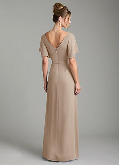 Azazie Ambrosia Bridesmaid Dresses Taupe A-Line Pleated Chiffon Dress image6