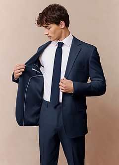 front James Dark Navy Structured Stretch Suit Jacket