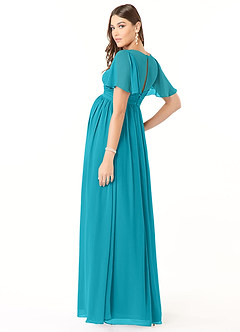 Azazie Verna Maternity Bridesmaid Dresses A-Line V-Neck Ruched Chiffon Floor-Length Dress image4