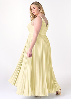 Azazie Raychelle Bridesmaid Dresses Lemon Sorbet A-Line V-Neck Chiffon Dress image11