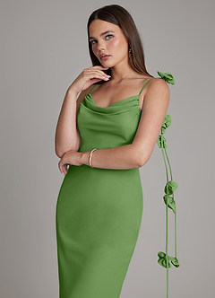 Azazie Kalico Bridesmaid Dresses Basil Mermaid Pleated Chiffon Dress image4