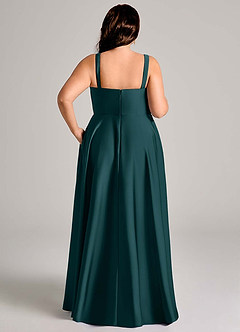 Azazie Shaude Bridesmaid Dresses Pine A-Line Pleated Stretch Satin Dress image13