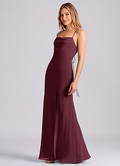 Azazie Grata Bridesmaid Dresses Cabernet Mermaid Pleated Chiffon Dress image4