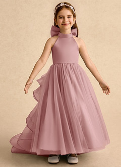 Azazie Emie Sukienki dla dziewczynek sypiących kwiaty Linia A Plisowana Tiul Pociąg Kapliczny Sukienka image5