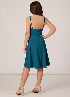 Azazie Kalie Junior A-Linie Gürtel/Schärpe Chiffon Kleid Tintenblau image4