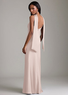 Azazie Cassiana Bridesmaid Dresses Blushing Pink Mermaid Pleated Stretch Satin Dress image2