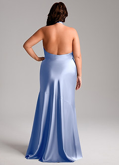 Azazie Lorena Bridesmaid Dresses Ice Mermaid Pleated Stretch Satin Dress image8