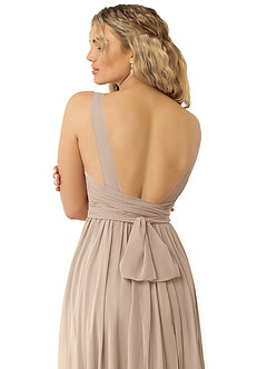 Azazie Kora Bridesmaid Dresses Taupe A-Line Pleated Chiffon Dress image6