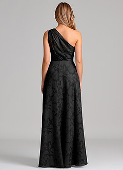 Azazie Phaedra Suknie dla druhen Linia A Jedno ramię Kwiatowe wypalenie Do ziemi Sukienka image6