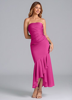 Azazie Danie Venta Final Vestido de Fucsia de Gasa de Corte Recto con Sin tirantes image1