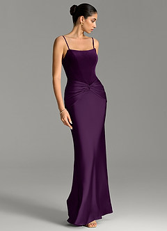 Azazie Eva Bridesmaid Dresses Grape Mermaid Pleated Stretch Satin Dress image6