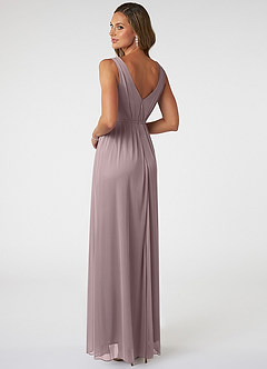 Azazie Tanicia Bridesmaid Dresses Dusk A-Line V-Neck Pleated Mesh Dress image4