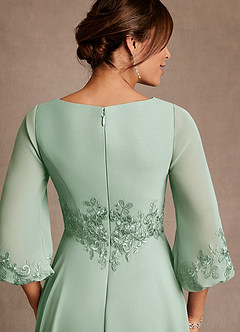 Azazie Yorba vestidos de madre de la novia Vestido de Agave de Gasa de Corte en A con Encaje image6