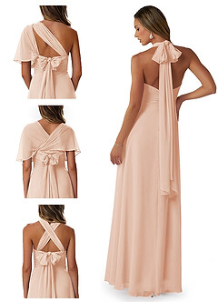 Azazie Fifi Bridesmaid Dresses English Rose A-Line Strapless Chiffon Convertible Dress image16