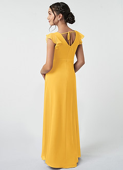 Azazie Claudine Junior Marigold A-Line Pleated Chiffon Dress image4