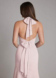 Azazie Magda Bridesmaid Dresses Blushing Pink Mermaid High Neck Chiffon Dress image2