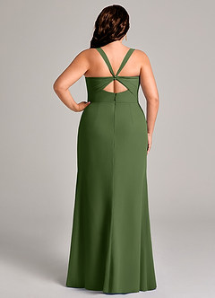 Azazie Mero Bridesmaid Dresses Olive Sheath Pleated Chiffon Dress image10