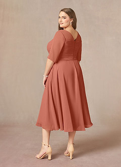 Azazie Naomi Mother of the Bride Dresses Clay A-Line Boatneck Pleated Chiffon Dress image13
