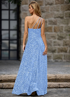 Opulent Light Blue Velvet Sequins Prom Dress image2