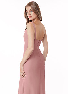 Azazie Salma Final Sale Dusty Rose Sheath Side Slit Chiffon Dress image4