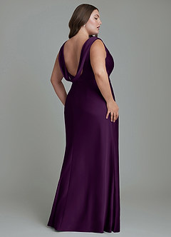 Azazie Kieryn Vestidos de damas de honor Vestido Uva de Satén Elástico de Corte Sirena con Plisado image8