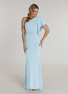 Azazie Pia vestidos de madre de la novia Vestido de Azul Cielo de Crepé elástico de Sirena con Plisado image1
