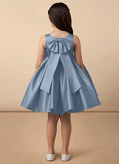 Azazie Bo Peep Flower Girl Dresses A-Line Bow Matte Satin Knee-Length Dress image4