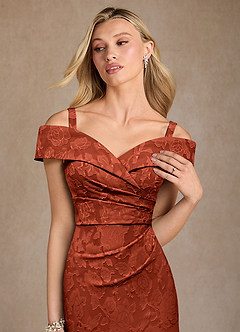 Azazie Canton Mother of the Bride Dresses Auburn Mermaid Off the Shoulder Floral Burnout Dress image5