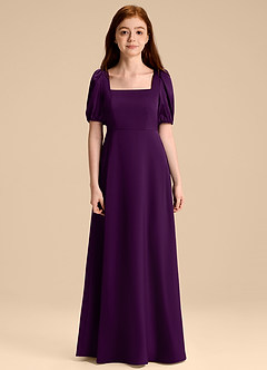 Azazie Briar Junior A-Linie Schleifen Stretch-Satin Kleid Traube image7